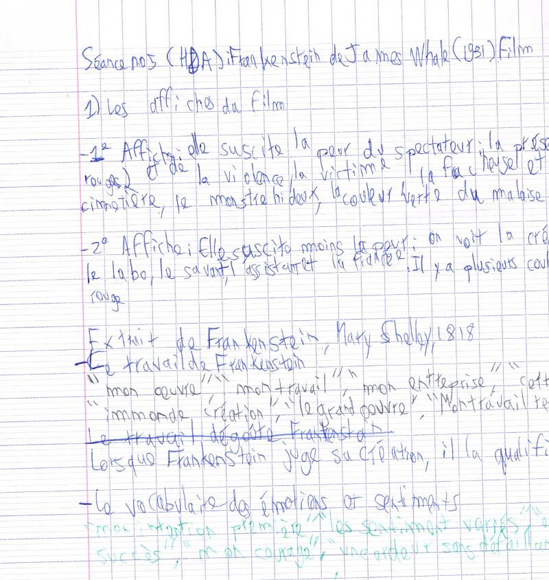 Gabriel - écriture adolescent avant rééducation Gaël B avant
